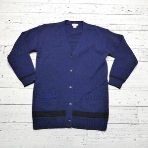 Vintage Calvin Klein Cardigan Sweater Womens M‎ Blue Shetland Wool V-Neck 90s